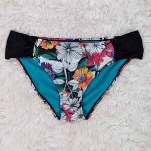 Panache - Bikini Bottoms - Black & Multi-Color Floral - Size M (US)/12 (UK)